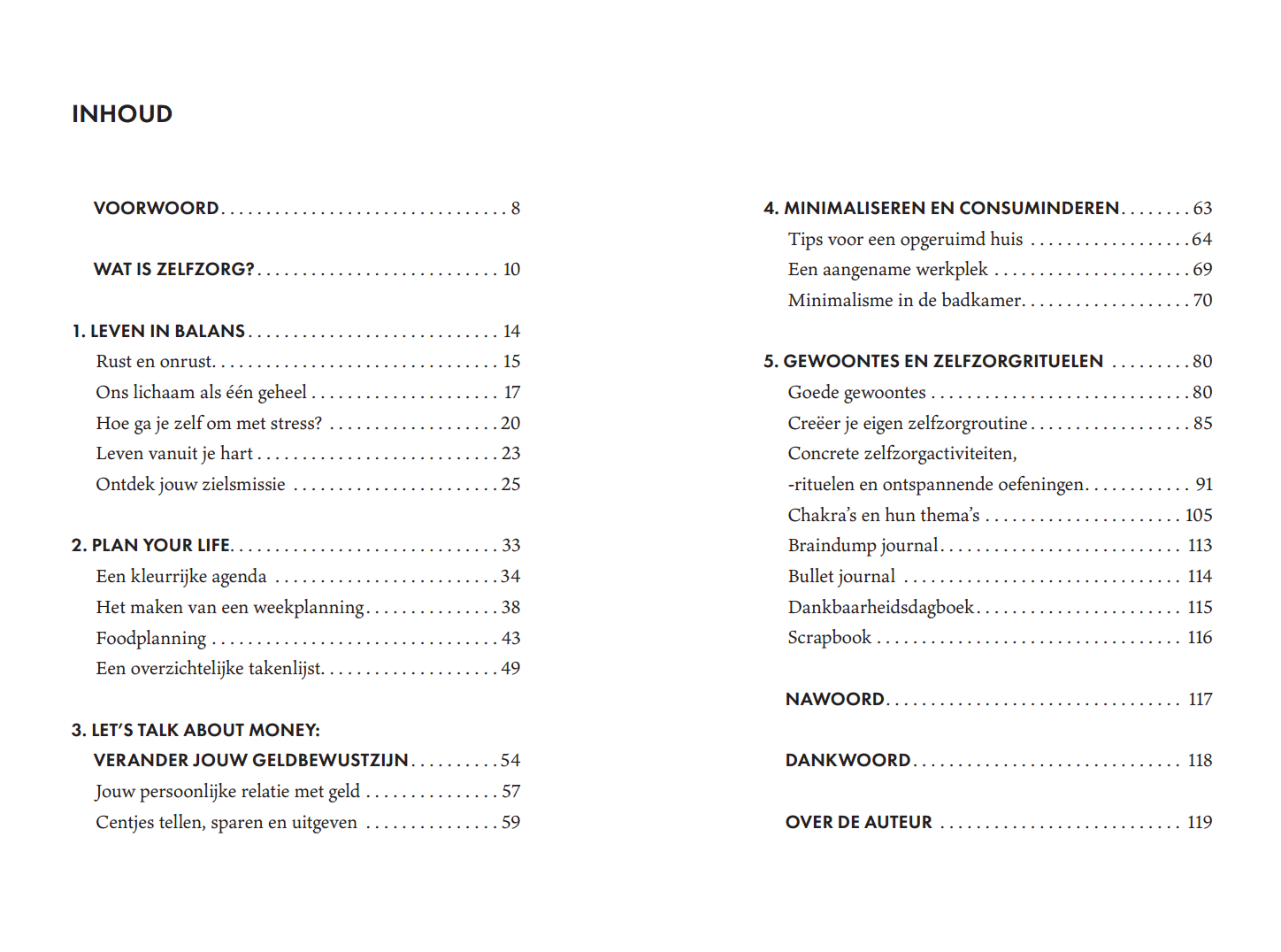 Inhoudsopgave Ruimte voor jezelf_inhoudsopgave_Maya Van Treeck